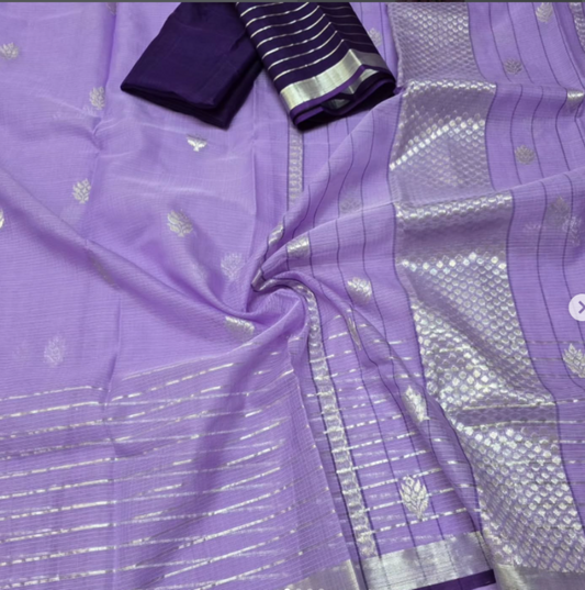 Artisanal Zari Kota Saree with Intricate Zari Butis Work