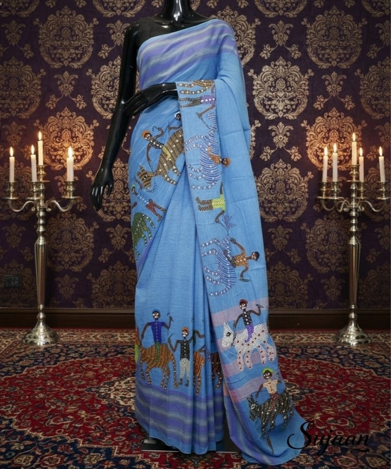 Bhil Hand Painted Saree