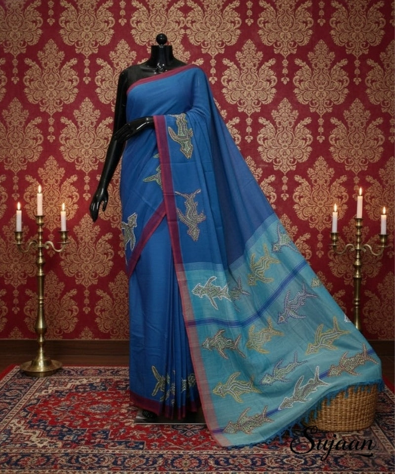 Bhil Hand Painted Cotton Saree