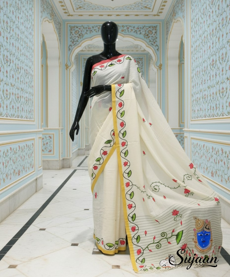 Hand Painted Pichwai Nandsundari Saree - Unique Indian Art