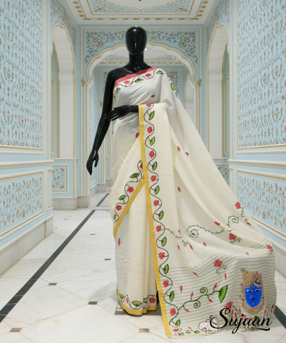 Hand Painted Pichwai Nandsundari Saree - Unique Indian Art