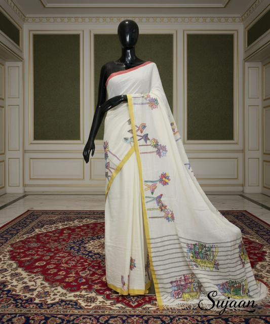 Jungle Book Hand Embroidered Nandsundari Cotton Saree