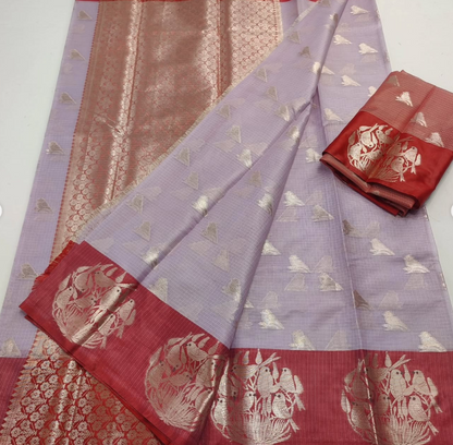 Authentic Zari Kota Handmade Saree with Woven Borders