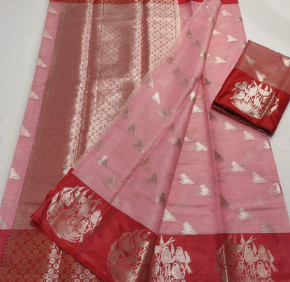 Authentic Zari Kota Handmade Saree with Woven Borders