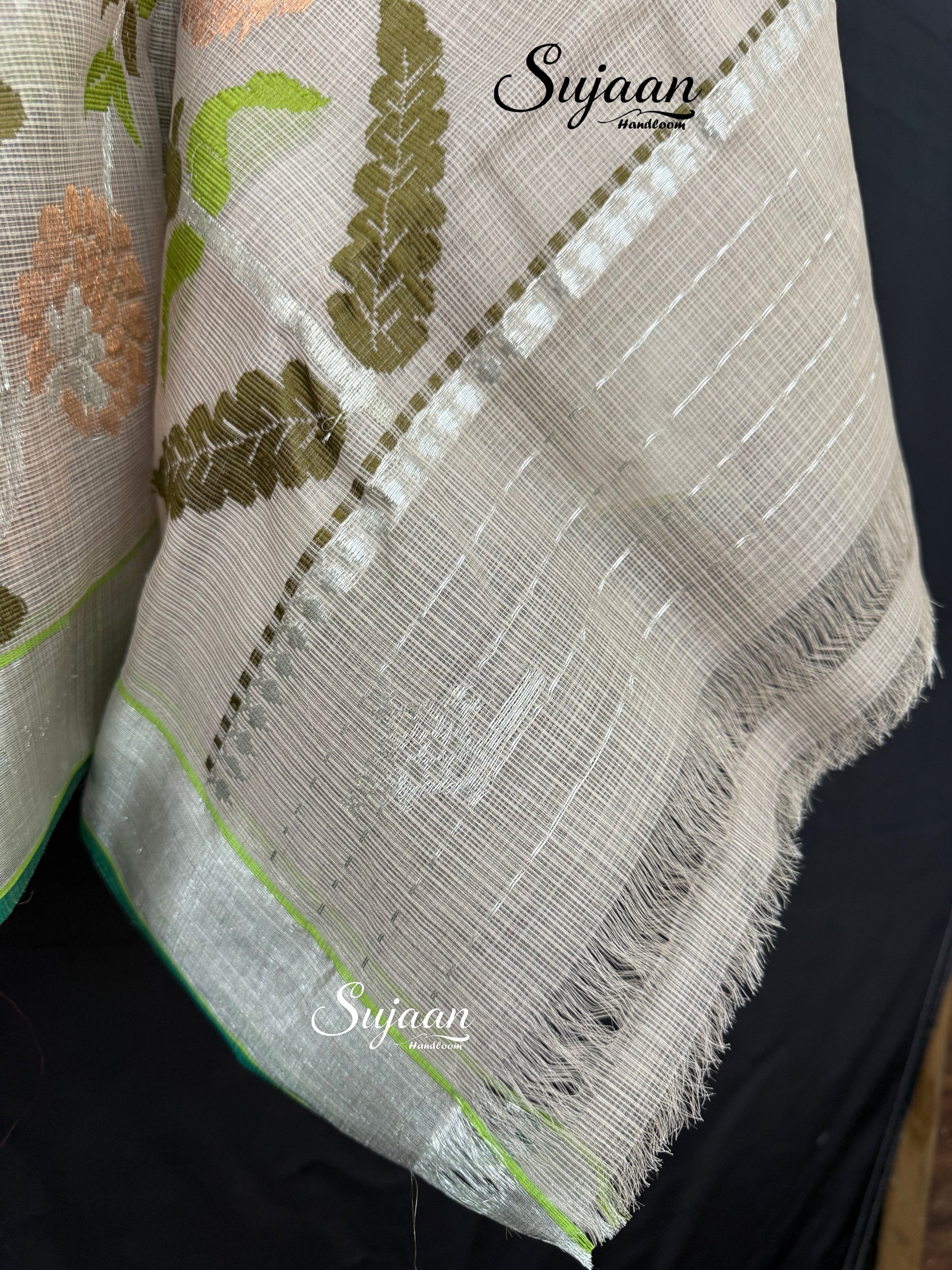 Pallu view: Peach Floral Work Saree