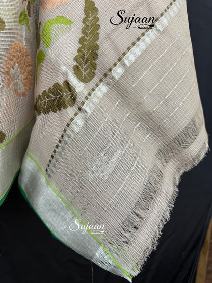 Pallu view: Peach Floral Work Saree