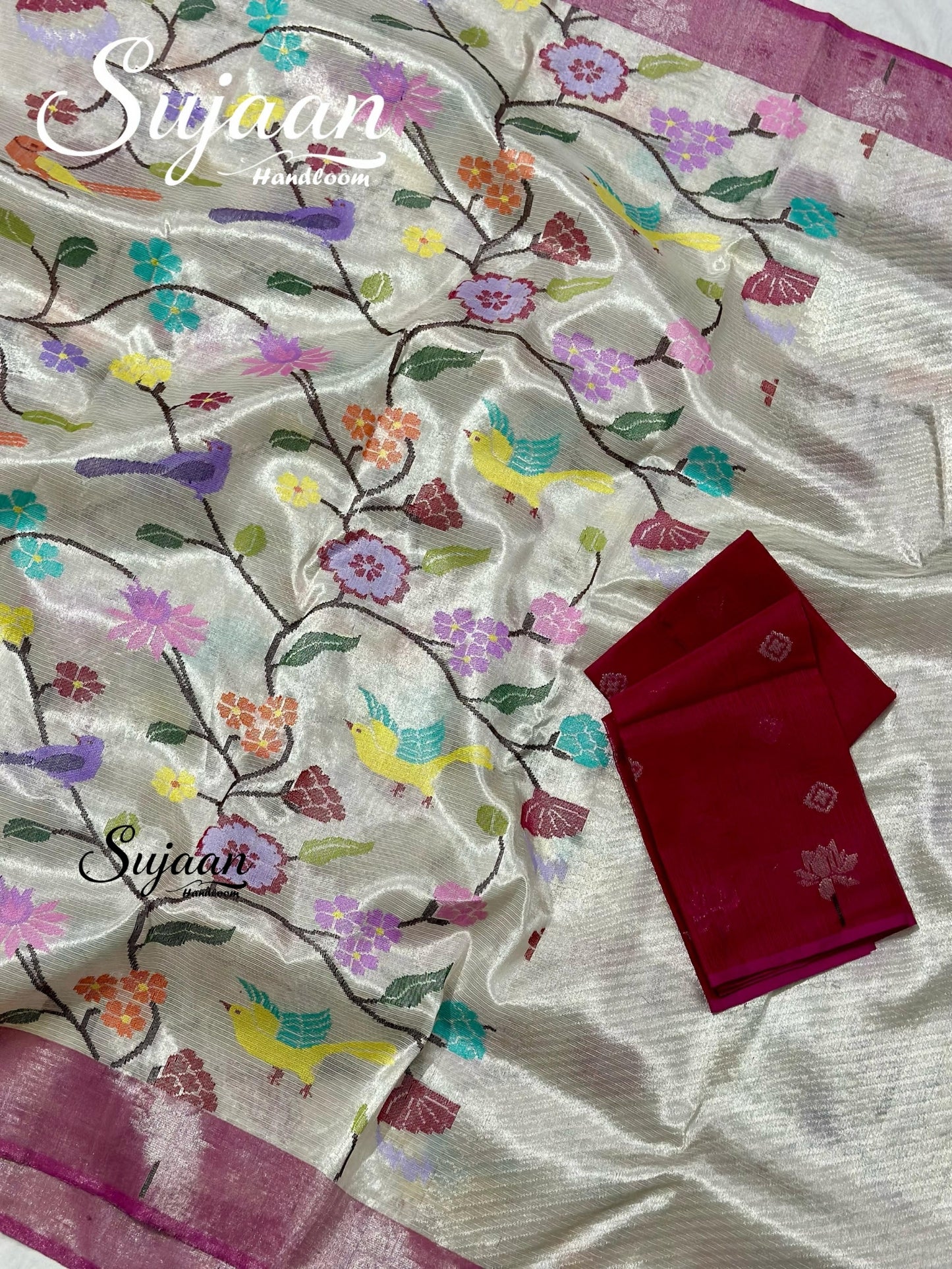 Full View With Blouse: Multicolor Kota Saree