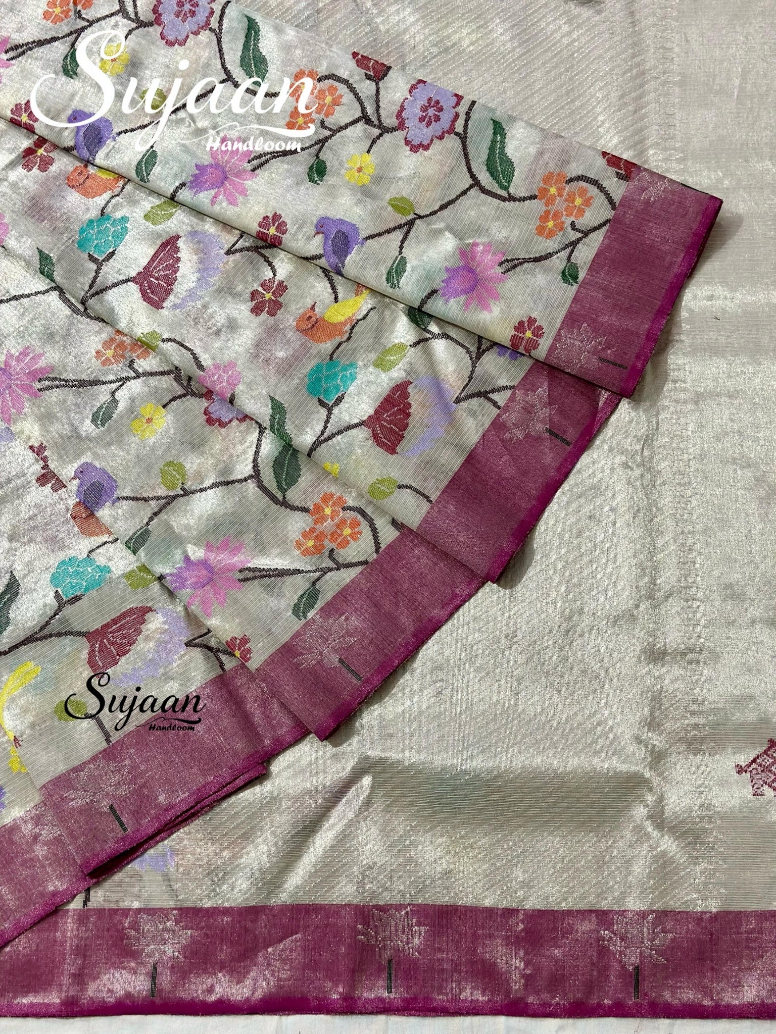 Border View: Bird Motif Saree