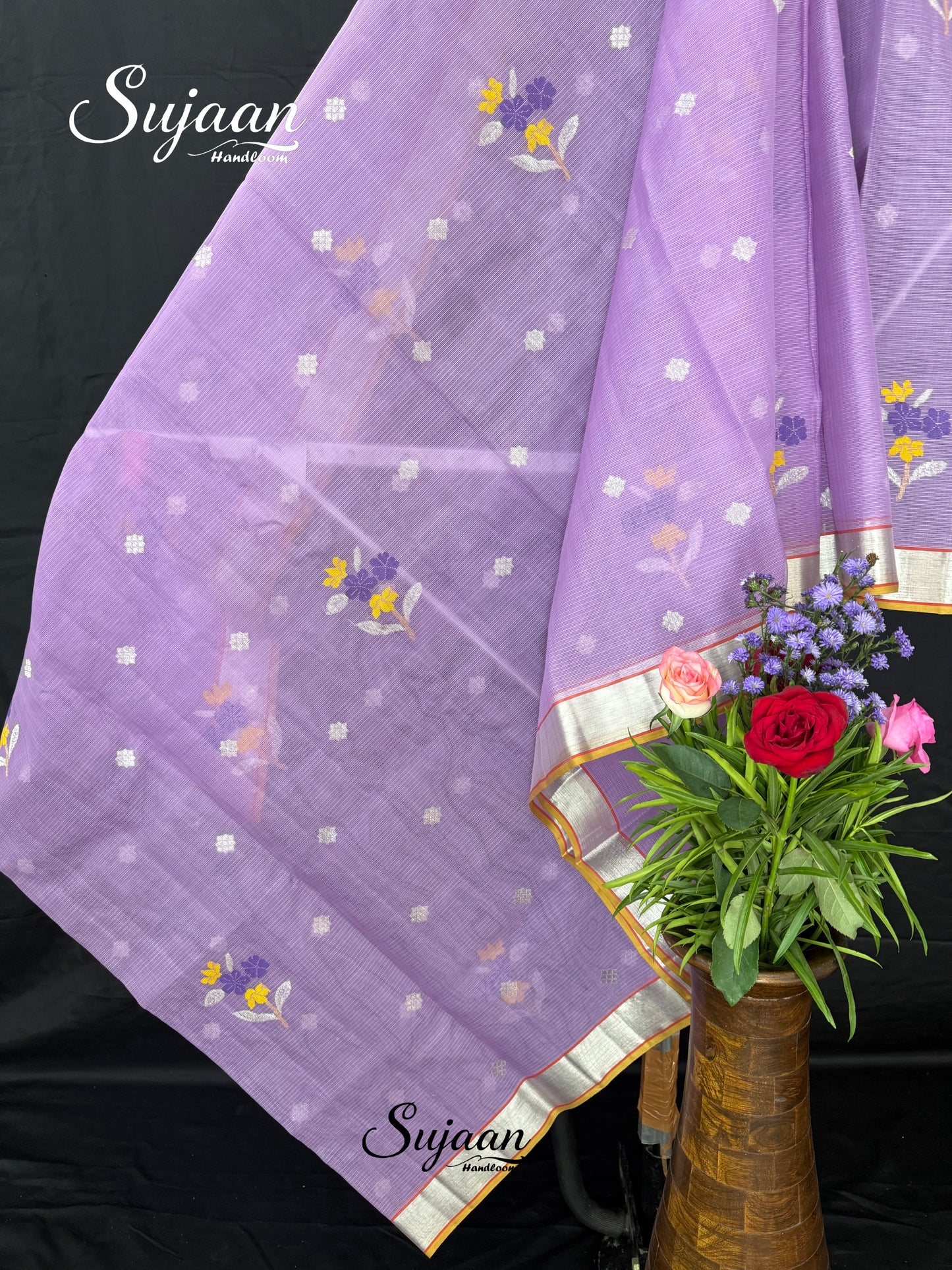 Border View: Lavender Zari Kota Saree