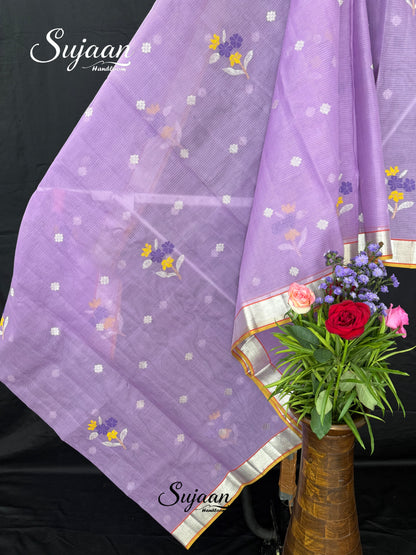Border View: Lavender Zari Kota Saree