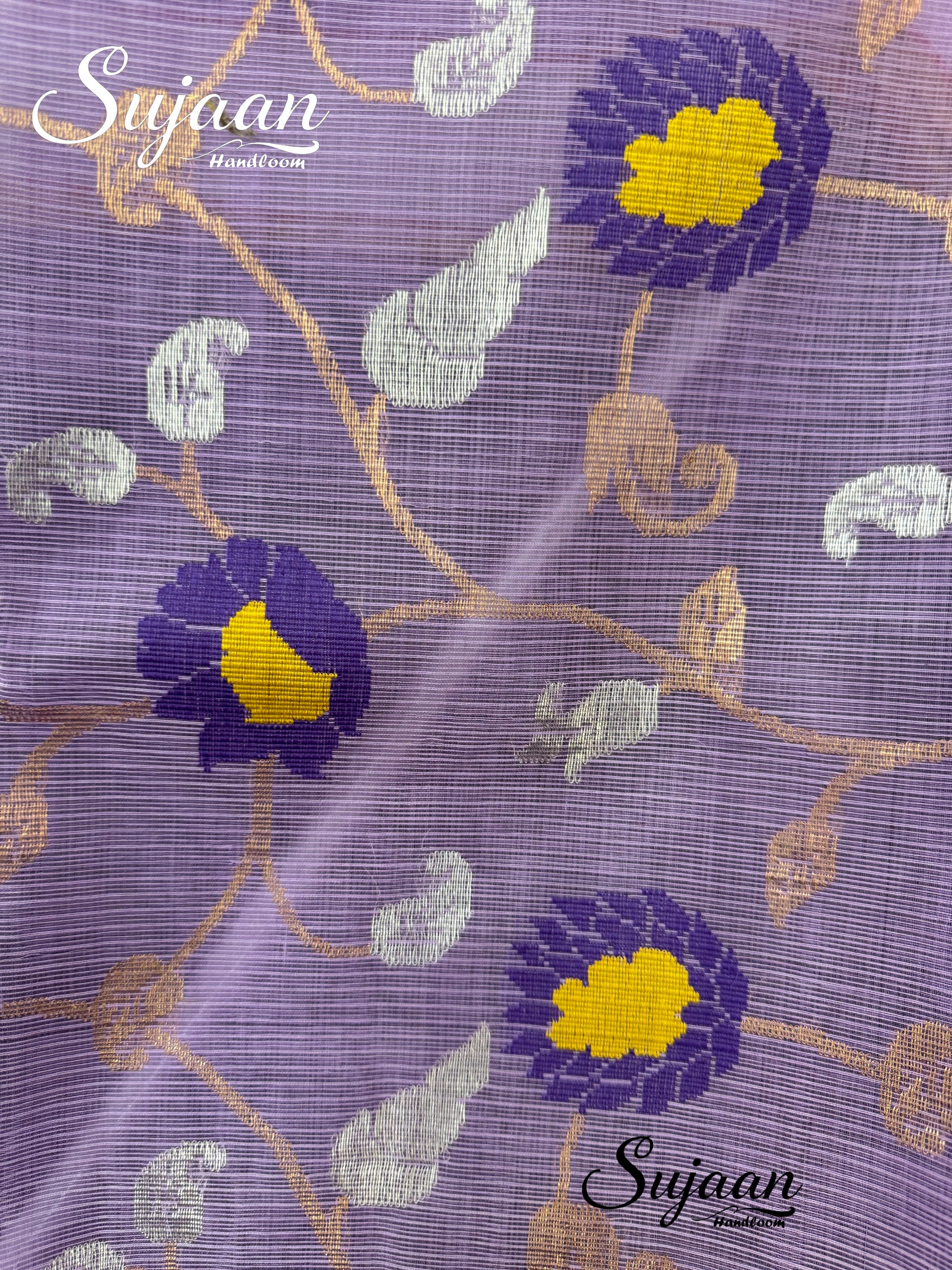 Closeup View: Floral Weave Saree