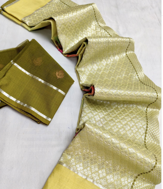 Lemon Yellow Kota Saree 