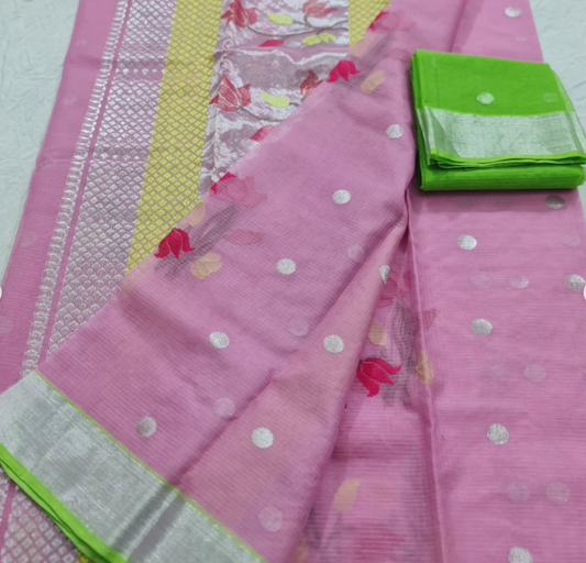 Pink Zari Kota Saree