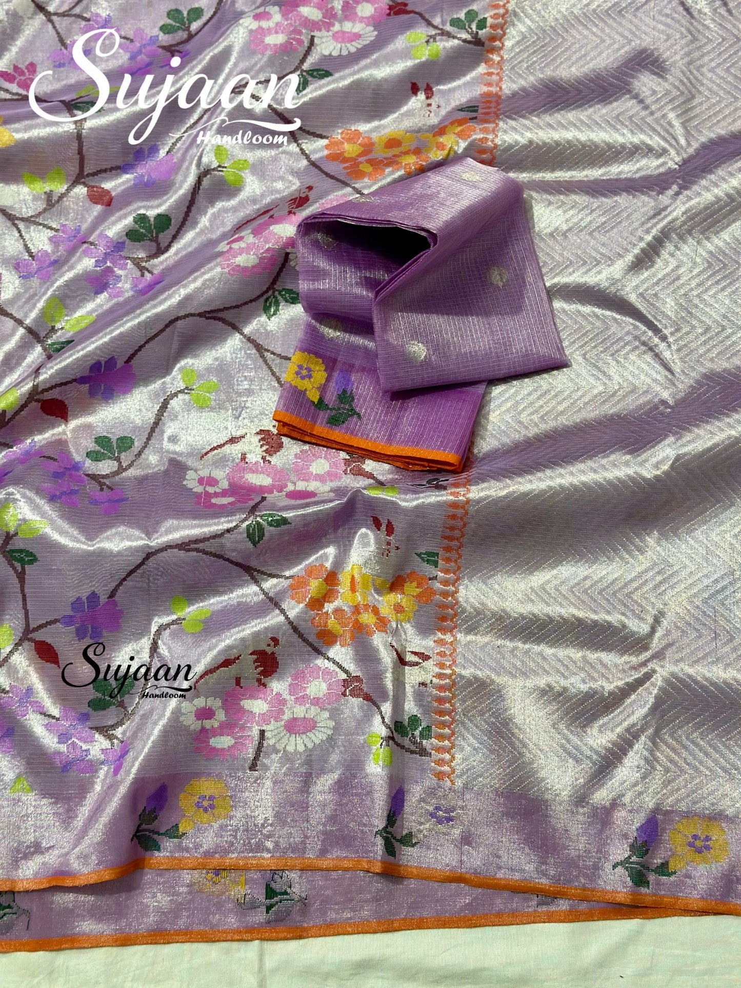 Front View: Handloom Zari Woven Kota Saree Jaal