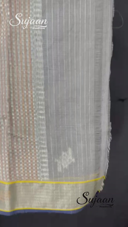 Full View In Video: Beautiful Silver Grey Zari Kota Saree with Lavender Floral Jaal