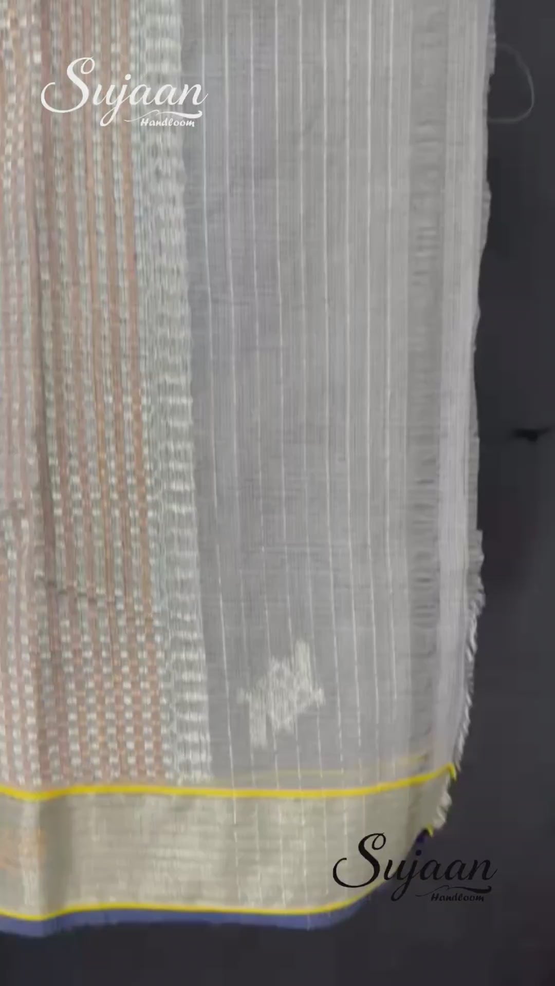 Full View In Video: Beautiful Silver Grey Zari Kota Saree with Lavender Floral Jaal