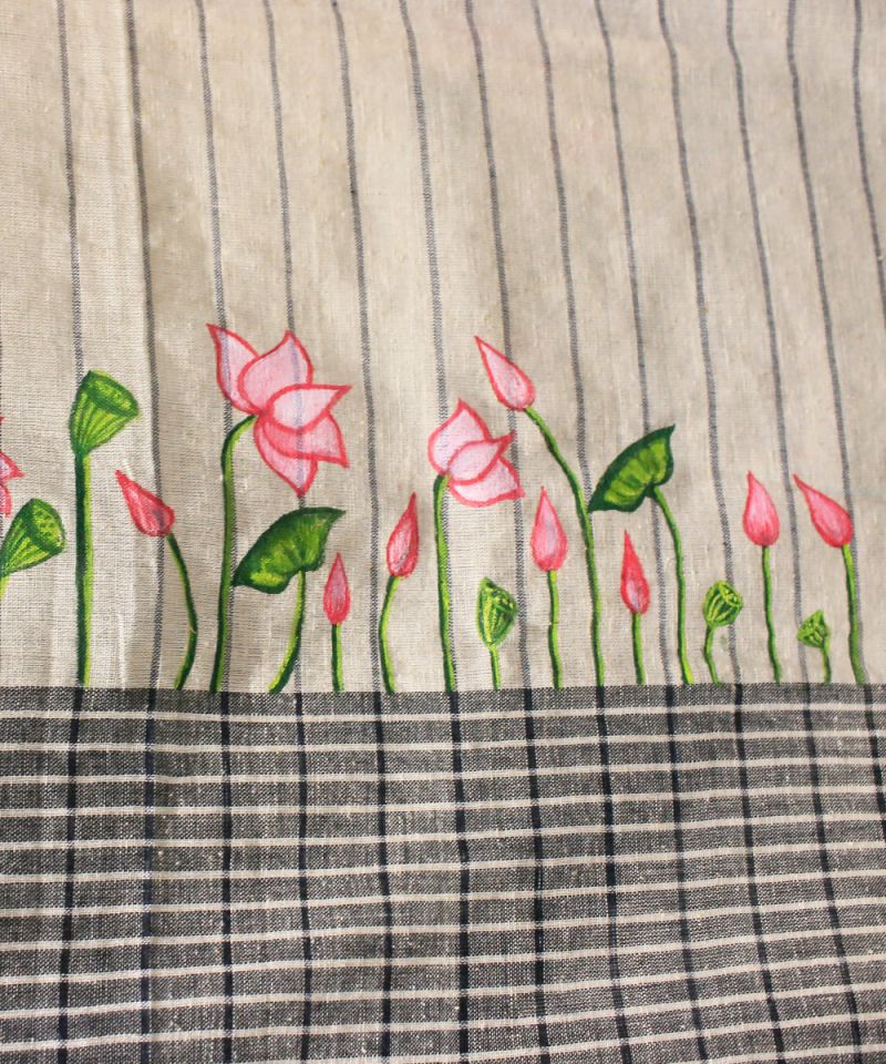 Lotus Painting Saree