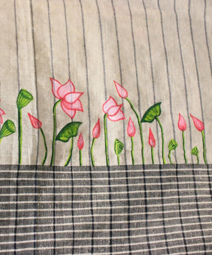 Lotus Painting Saree