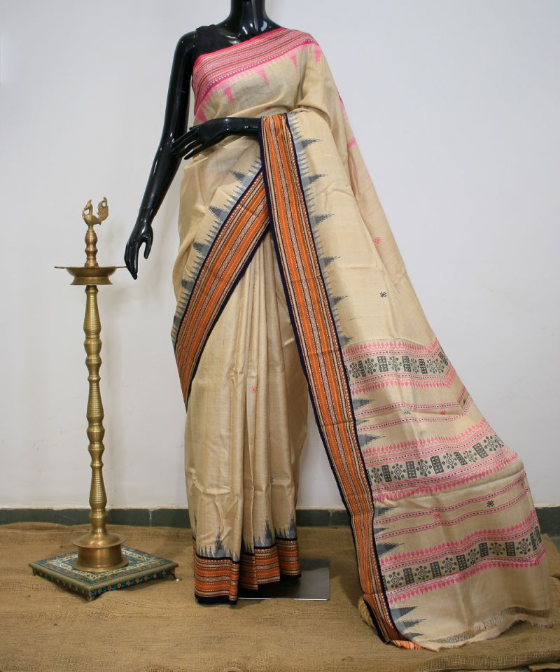 Tussar Saree with Modern Jaala Palla