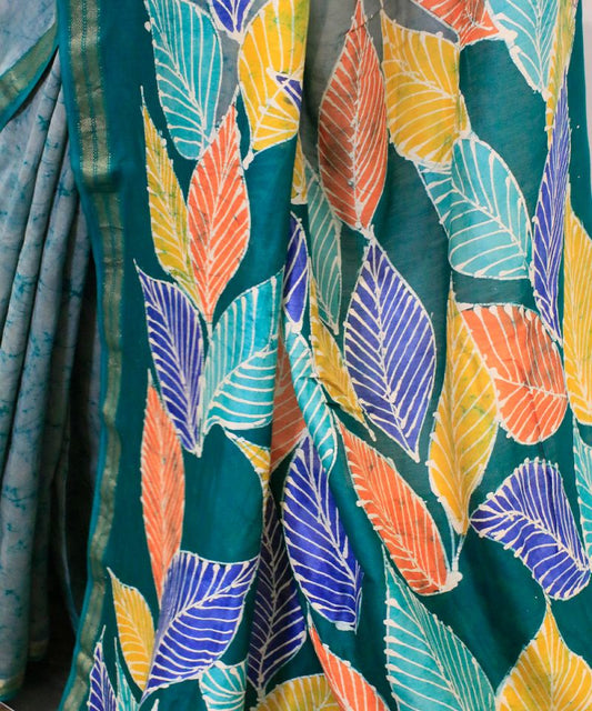 Hand Drawn Batik Cotton Saree