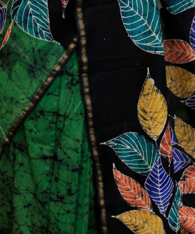 Black & Green Batik Saree