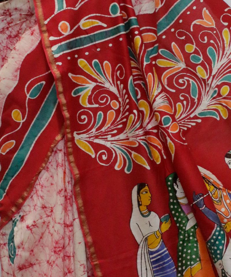 Hand Drawn Batik Cotton Saree