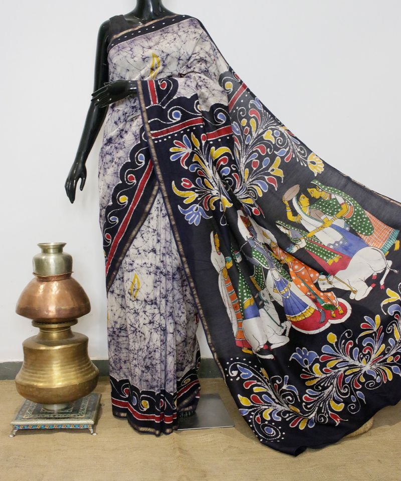 Hand-Painted Pattachitra Batik Saree