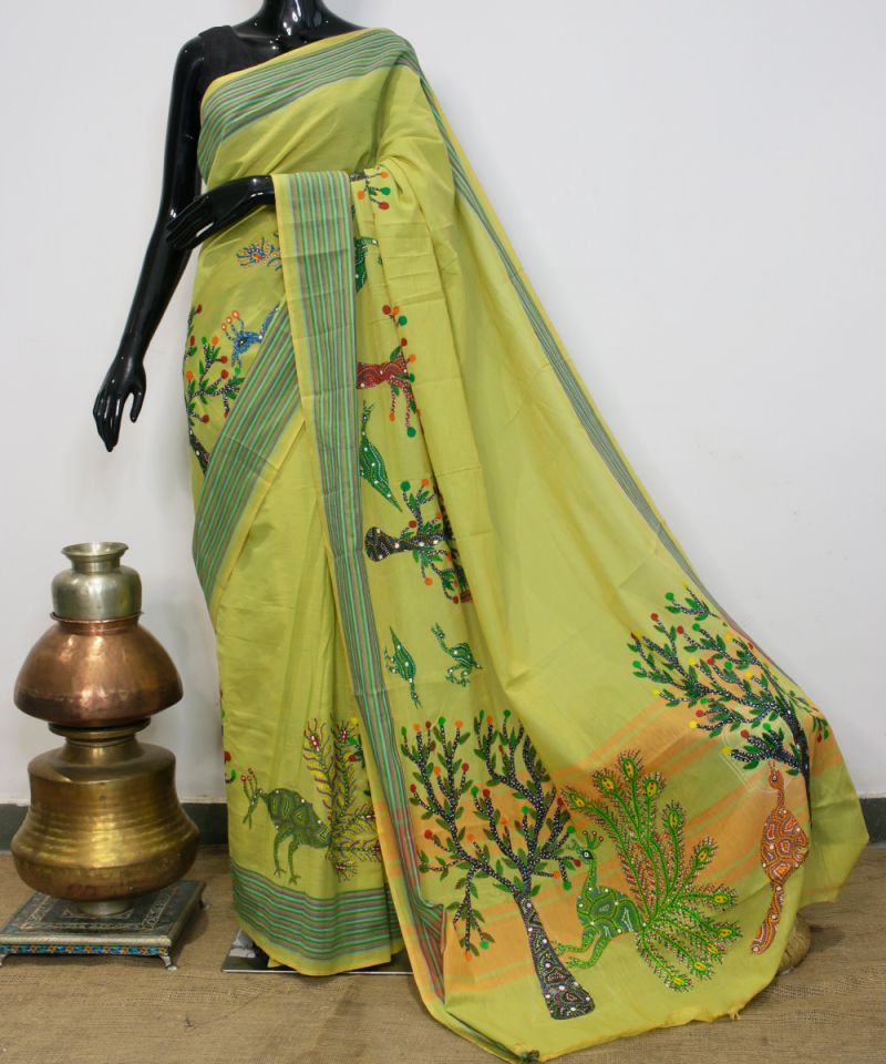 Bhil Hand Painted Saree